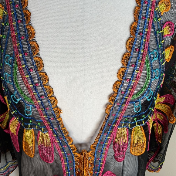 RACHEL Rachel Roy Colorful Sheer Kimono Swim Cover Up One Size Beach - Picture 6 of 10